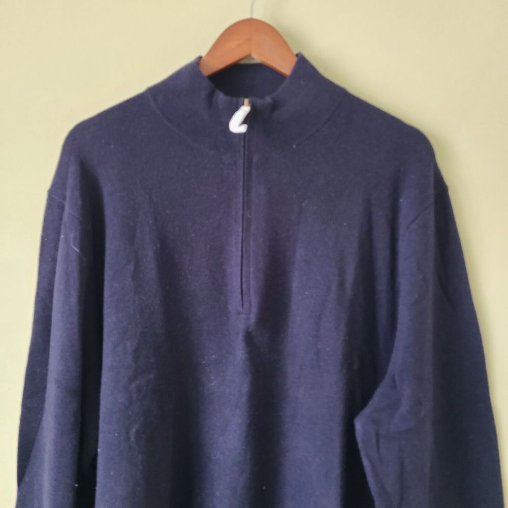 NWT Polo Ralph Lauren Mens 100% Wool 1/4 Zip Pullover Sweater Navy Size XXL Knit - Picture 2 of 9